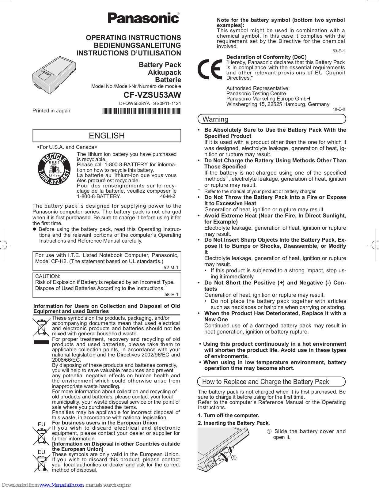 Panasonic CF-VZSU53AW Operation Manual