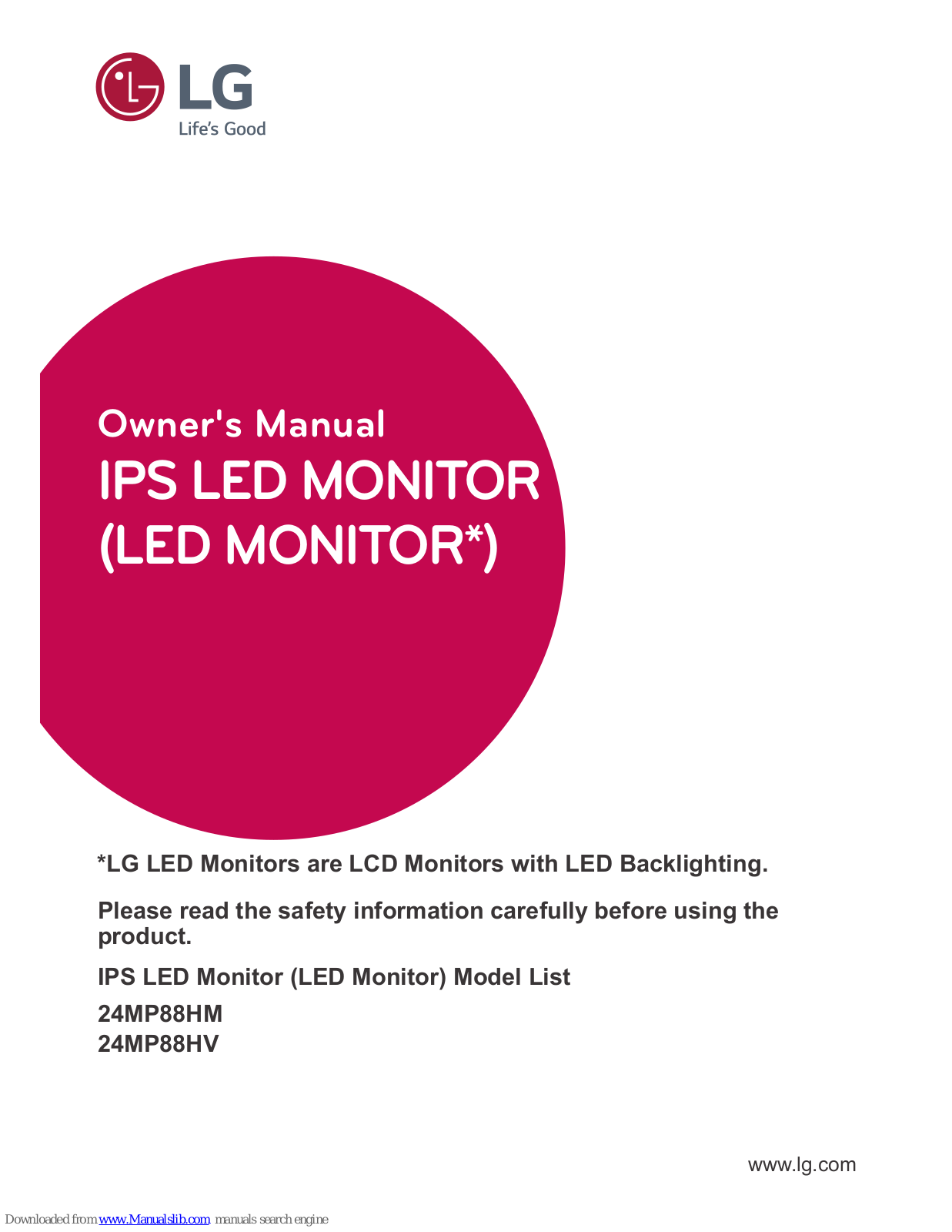 LG 24MP88HM, 24MP88HV Owner's Manual