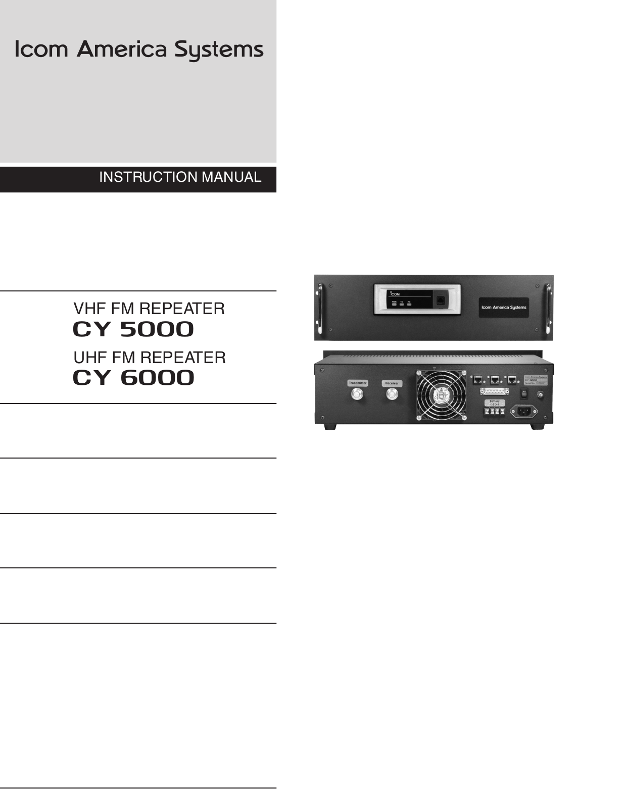 Icom CY 6000, CY 5000 Instruction Manual