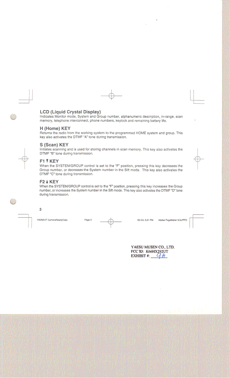 Yaesu Musen HX292UT Users manual