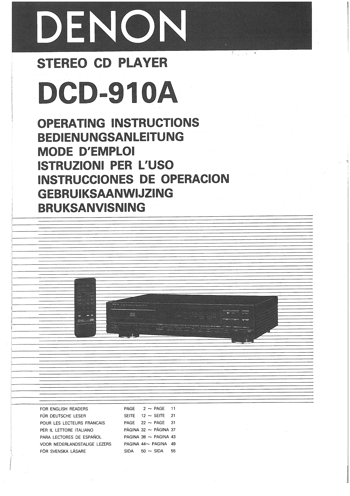 Denon DCD-910A Owner's Manual
