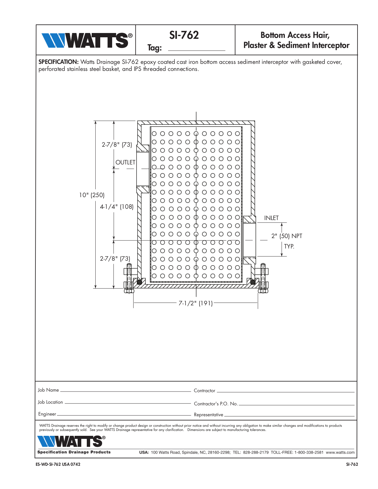 Watts SI-762 User Manual