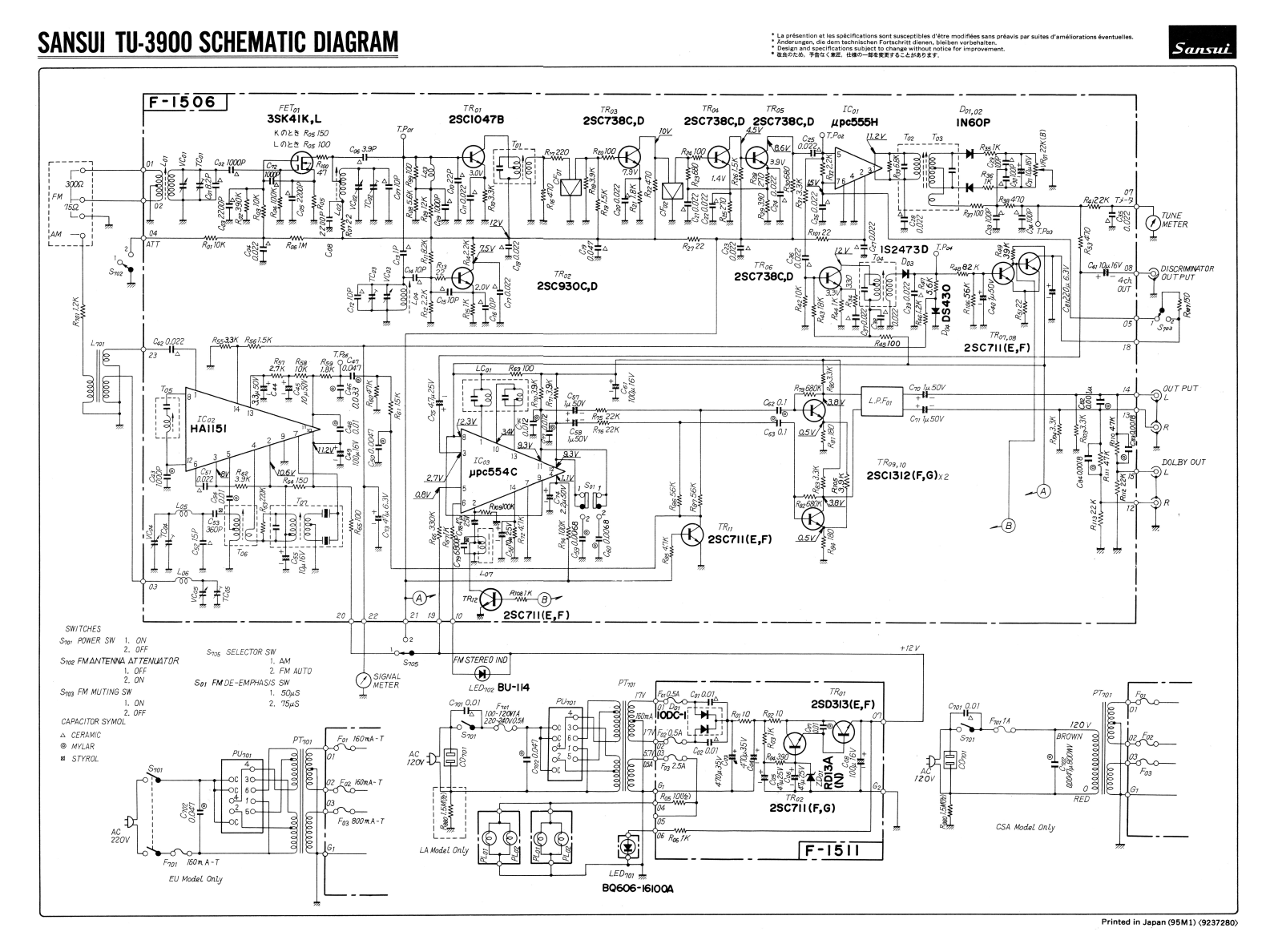 Sansui TU-3900 Schematic