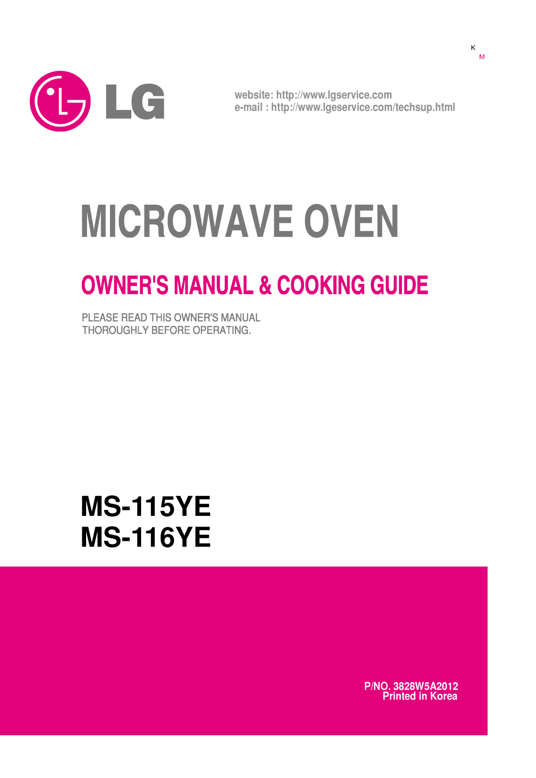 LG MS-116YE, MS-115YE User Manual