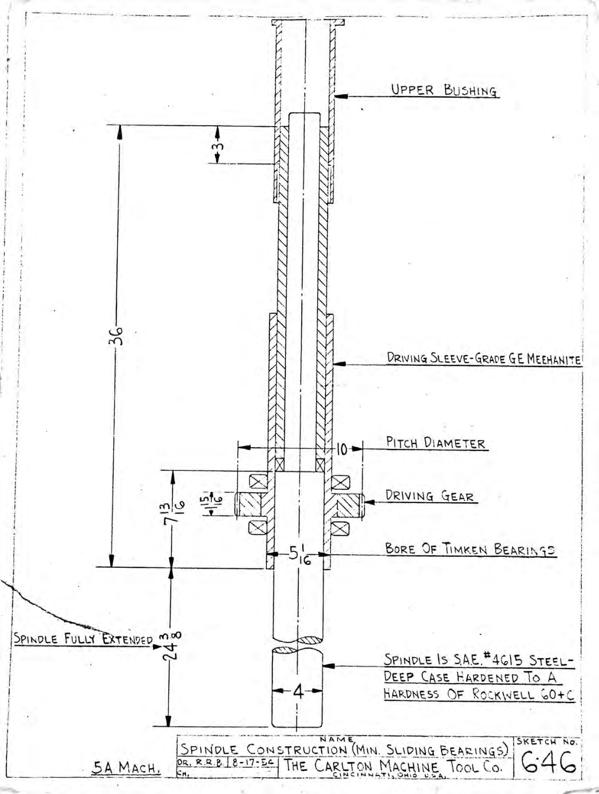 Carlton Machine Tool Model 5A Spindle Construction - Blueprint Drill, Radial - ManualMachine.com