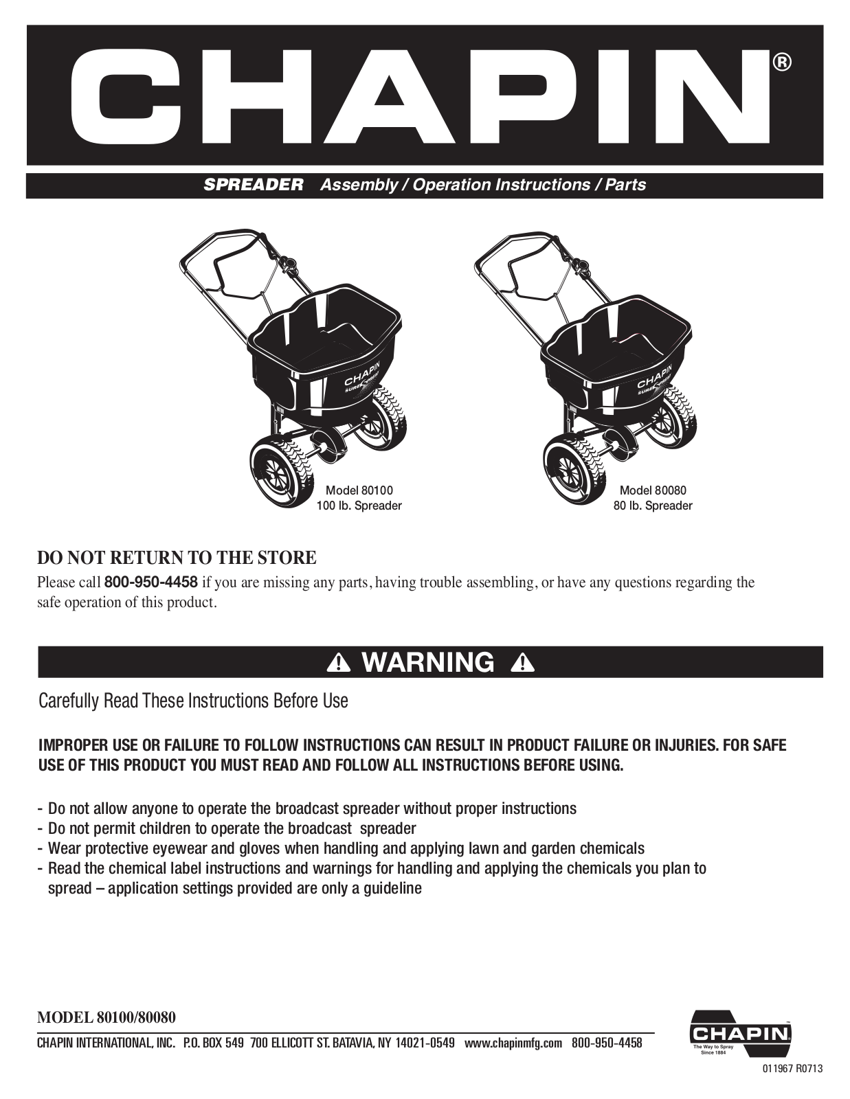 Chapin 80100 User Manual