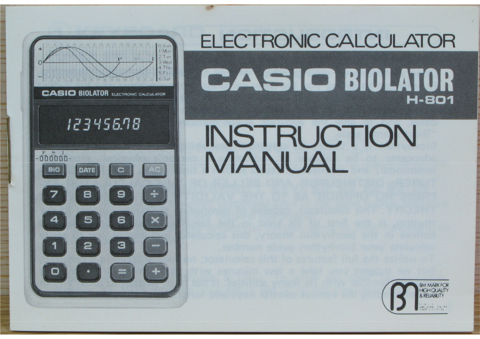 Casio H-801 User Manual