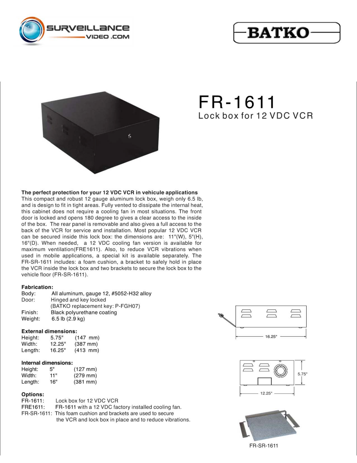 Batko FRE1611 Specsheet