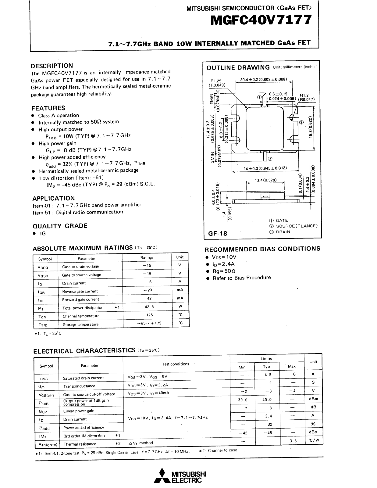 Mitsubishi MGFC40V7177 Datasheet