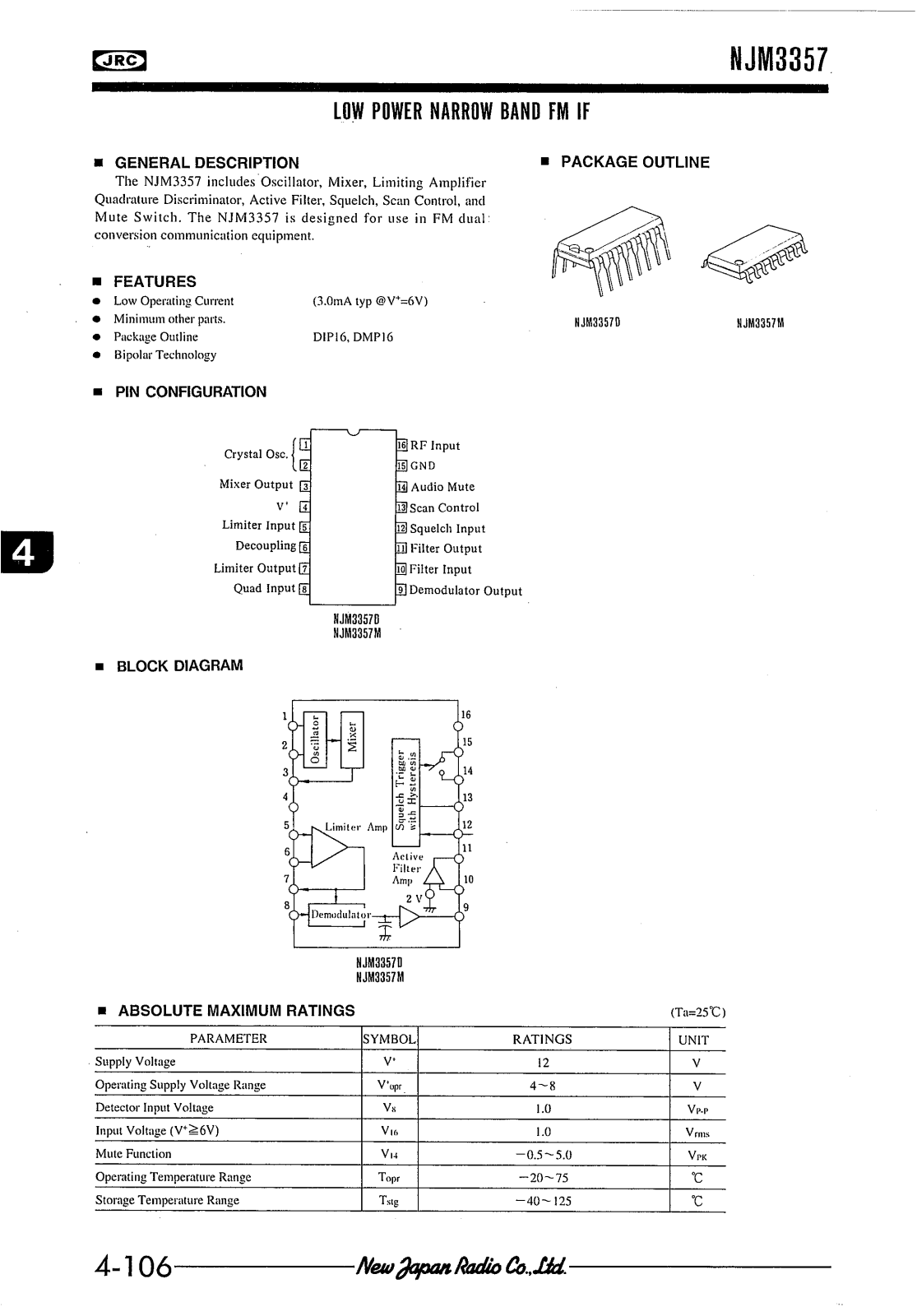 JRC NJM3357D, NJM3357M Datasheet