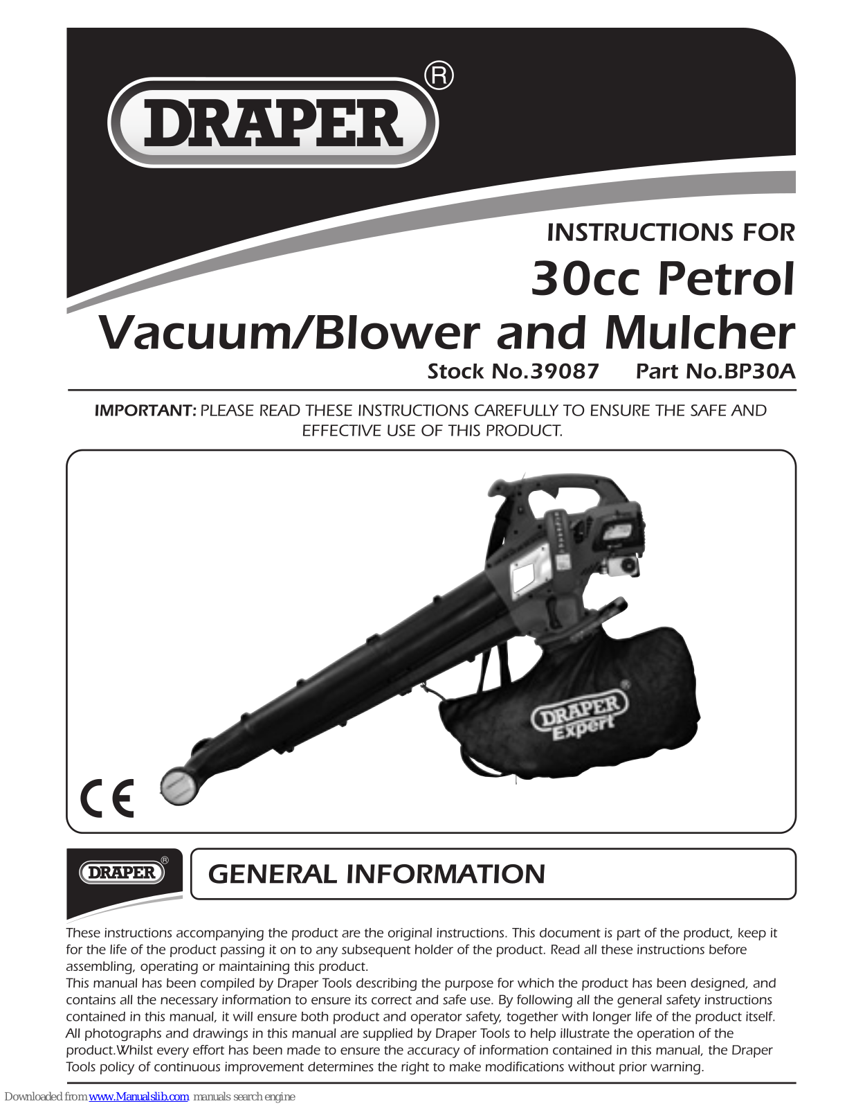 Draper BP30A Instructions Manual - ManualMachine.com