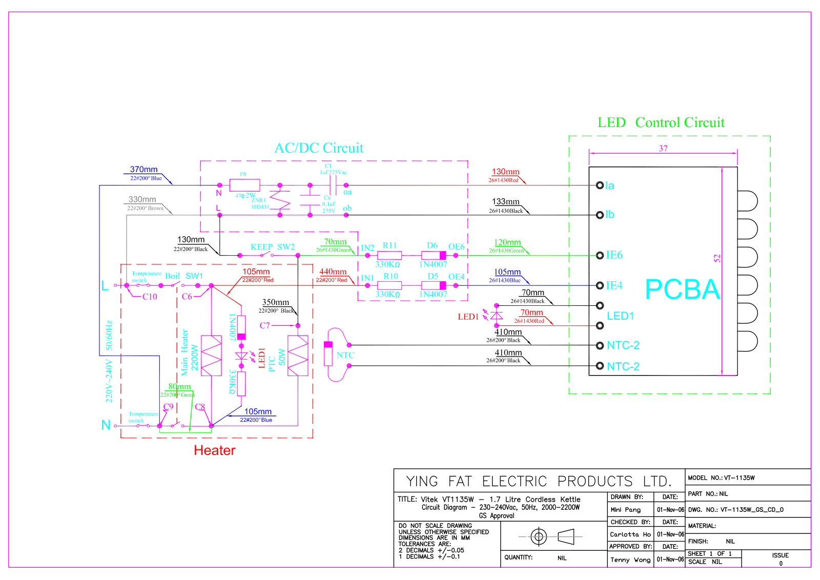 Vitek VT-1135W Schematic