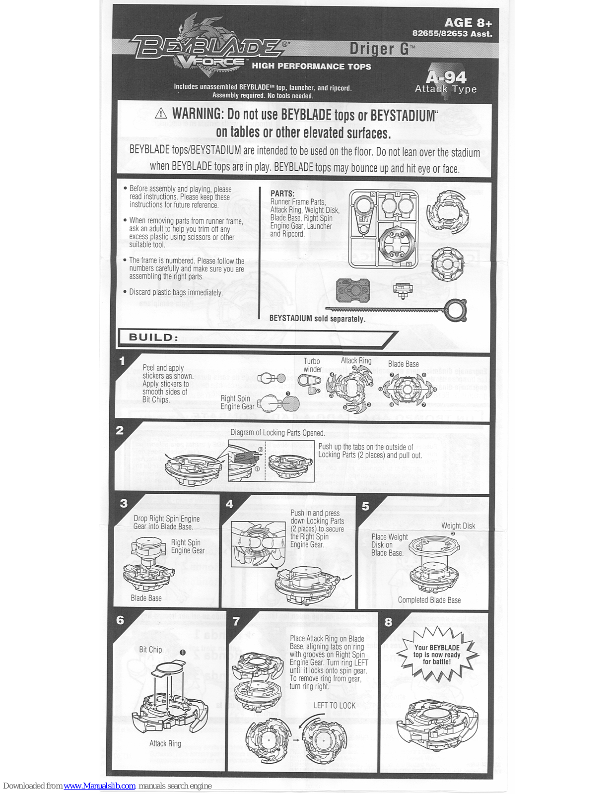 Beyblade Driger G, Vforce Driger G Instructions Manual - ManualMachine.com