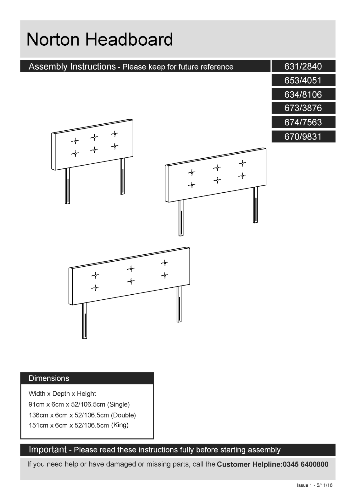 Argos 6312840, 6348106, 6534051, 6709831, 6733876 ASSEMBLY INSTRUCTIONS