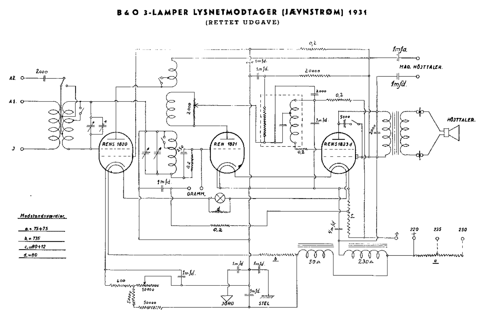 Bang Olufsen 3-LAMPER-1930 Schematic