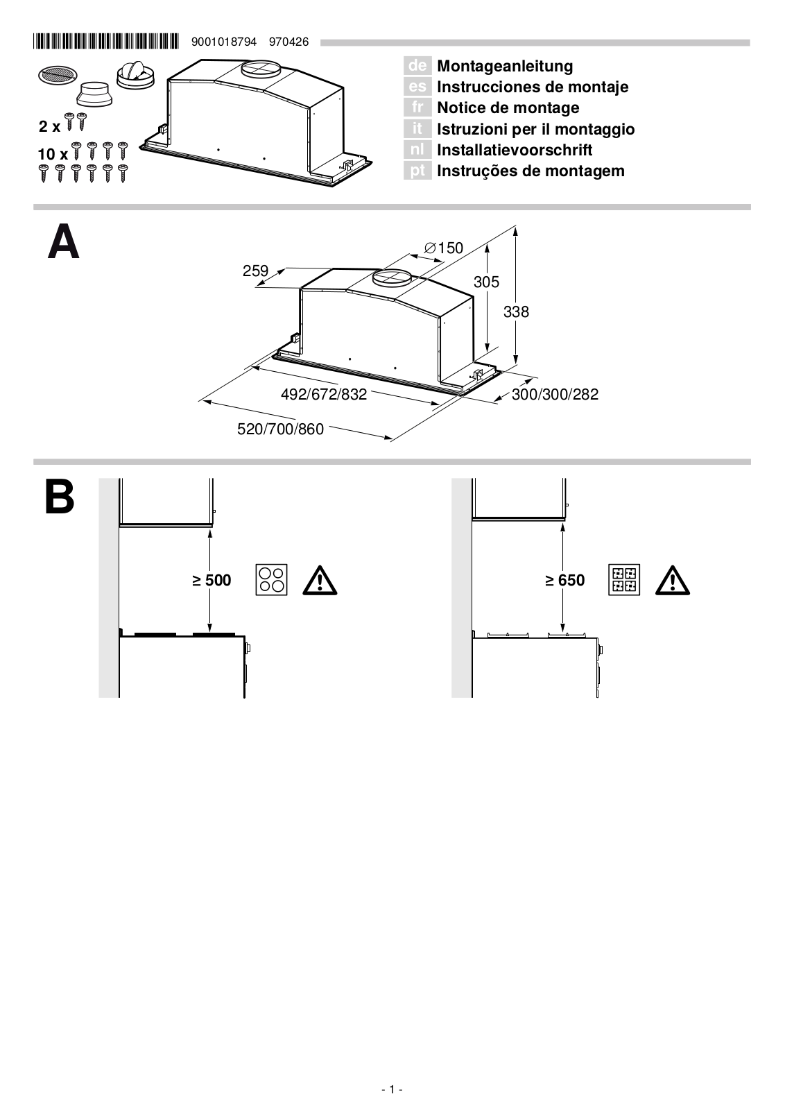 BOSCH DHL575C Assembly instructions