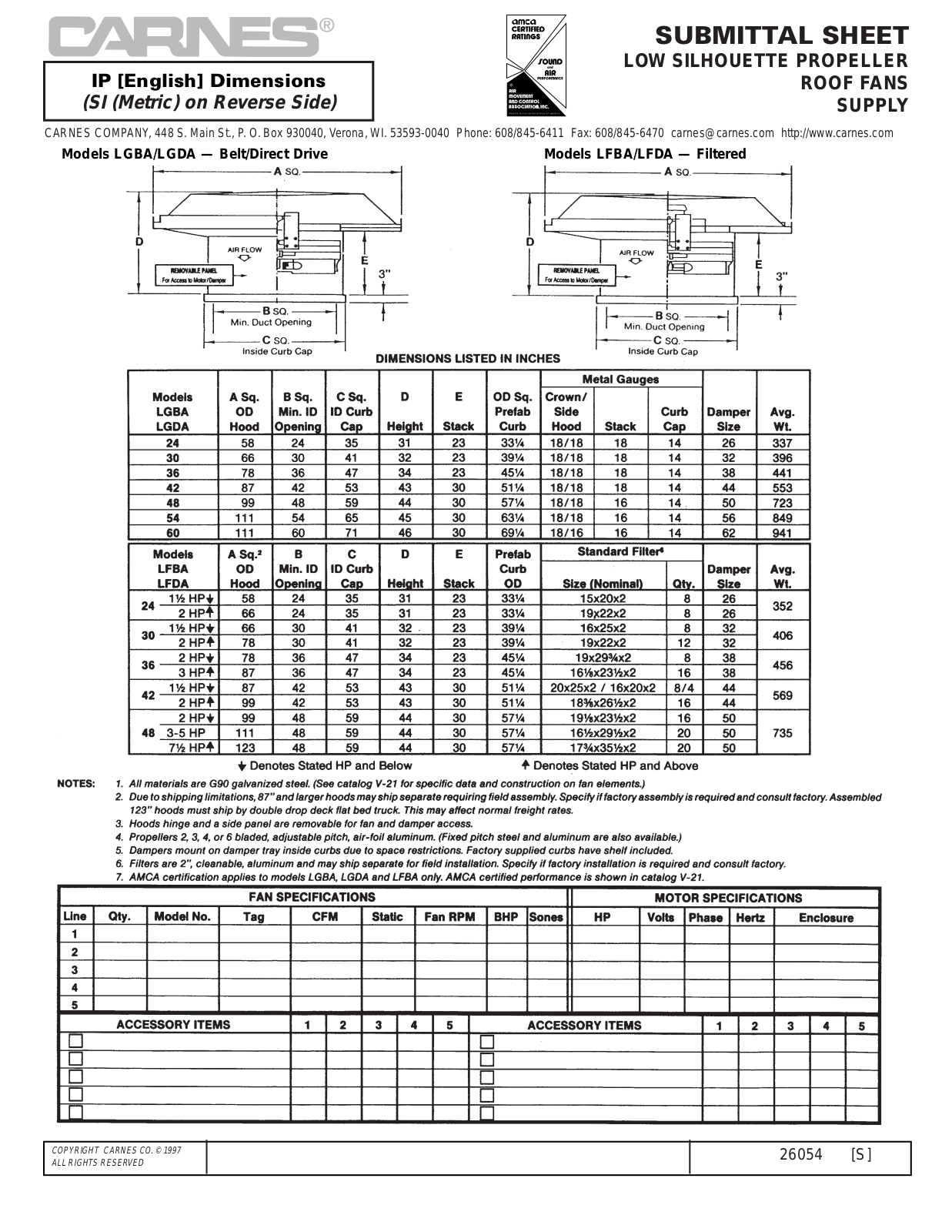 Carnes LFBA User Manual