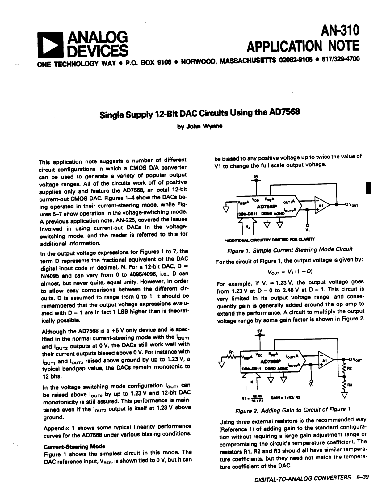 Analog Devices AN310 Application Notes