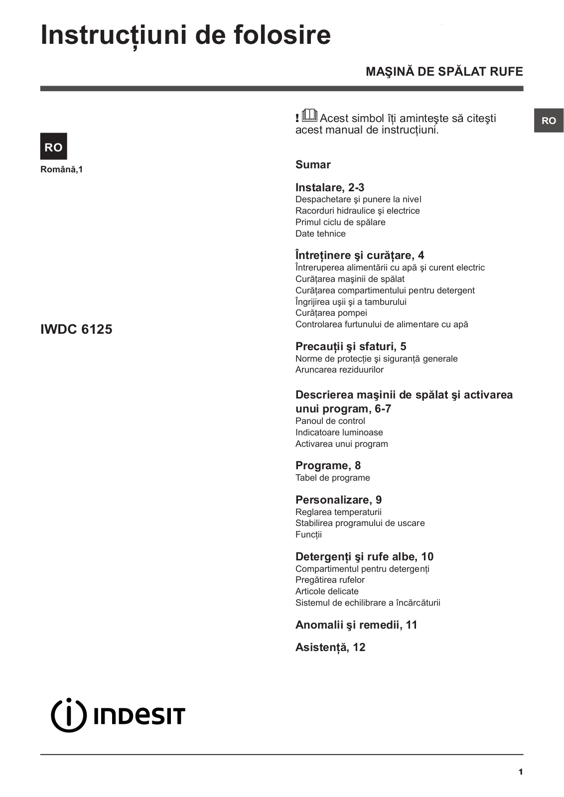 INDESIT IWDC 6125 (EU) User Manual