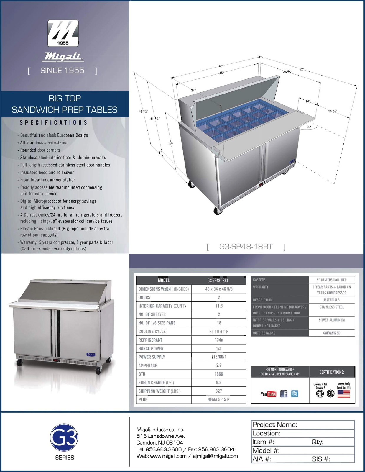 Migali G3-SP48-18BT User Manual