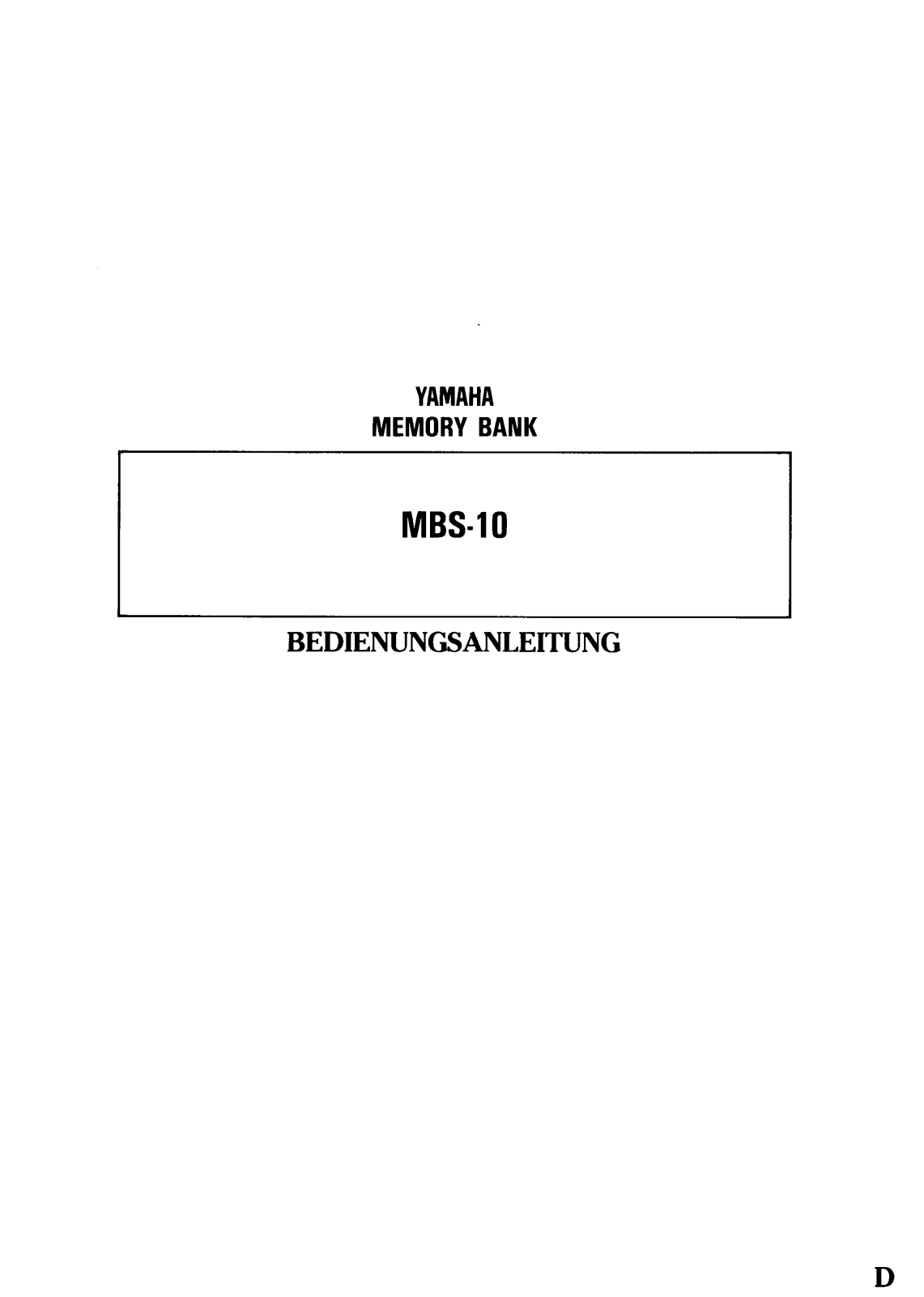 Yamaha MBS-10 User Manual