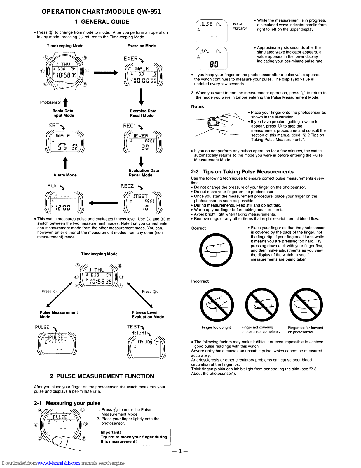 Casio QW-951 General Manual