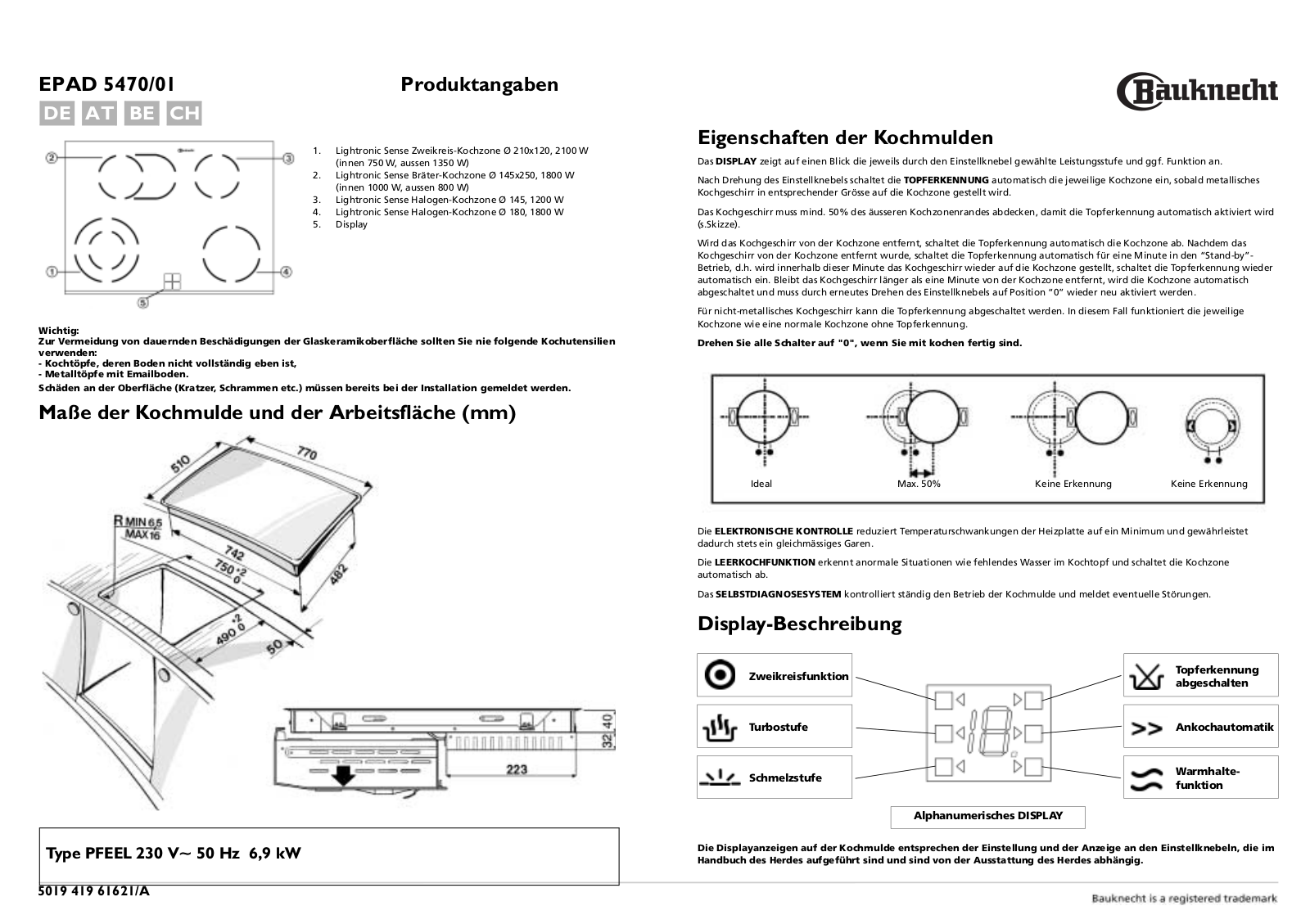 Whirlpool EPAD 5470/01 IN PROGRAM CHART