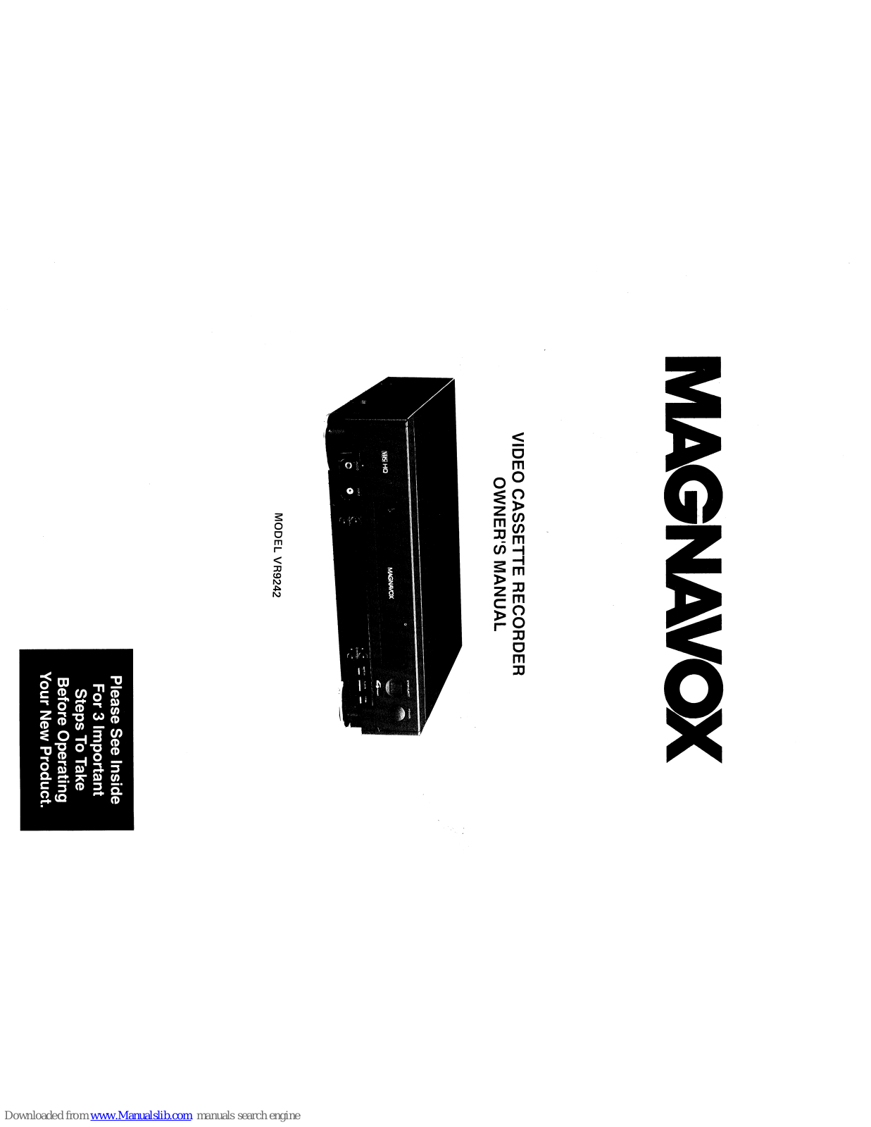 Magnavox VR9242AT, VR9242AT98 Owner's Manual