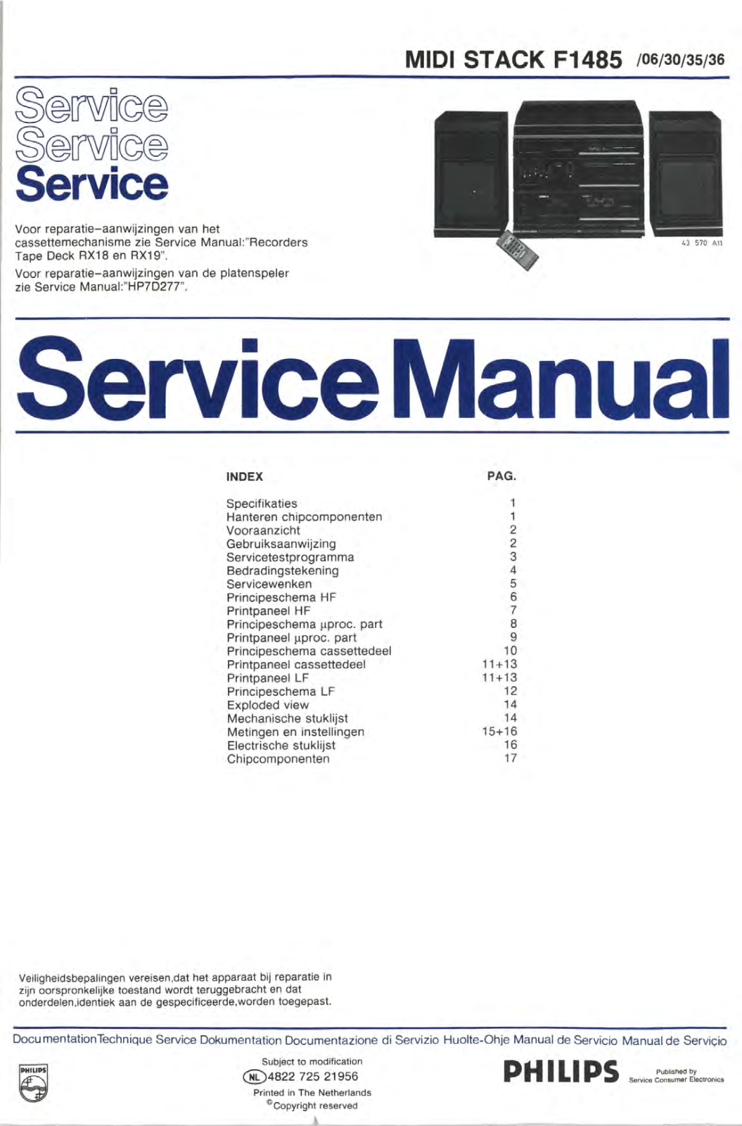 Philips F-1485 Service Manual