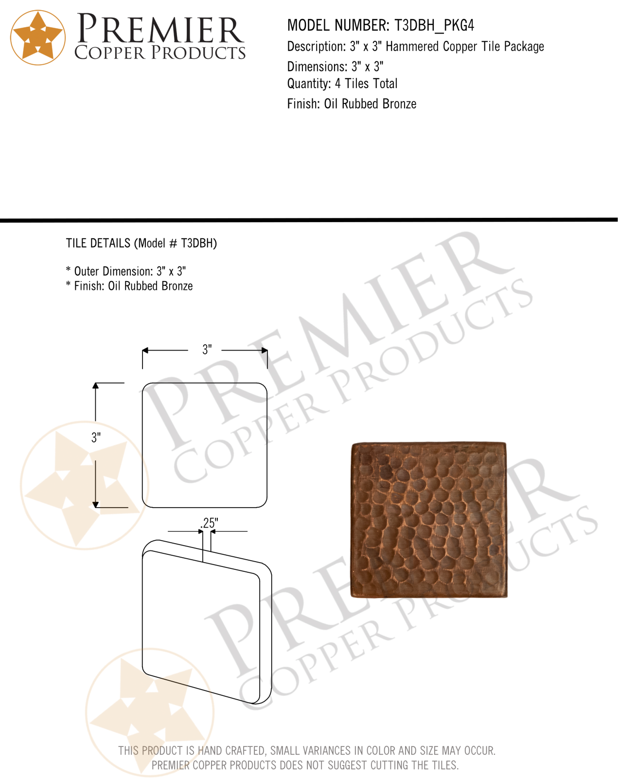 Premier Copper Products IER1721 Specifications - ManualMachine.com