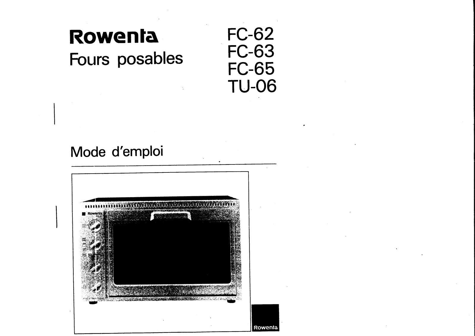 ROWENTA TU06, FC62, FC63, FC65 User Manual
