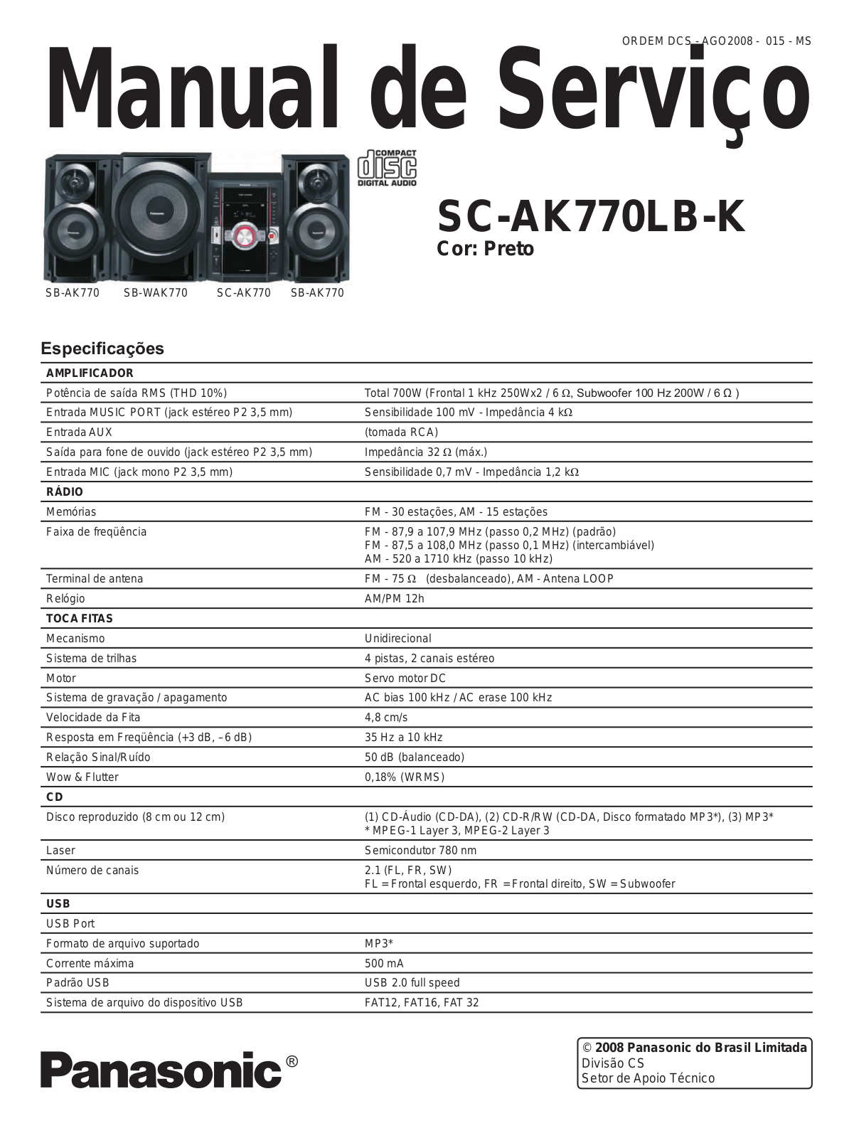 Panasonic SCAK-770-LBK Service manual