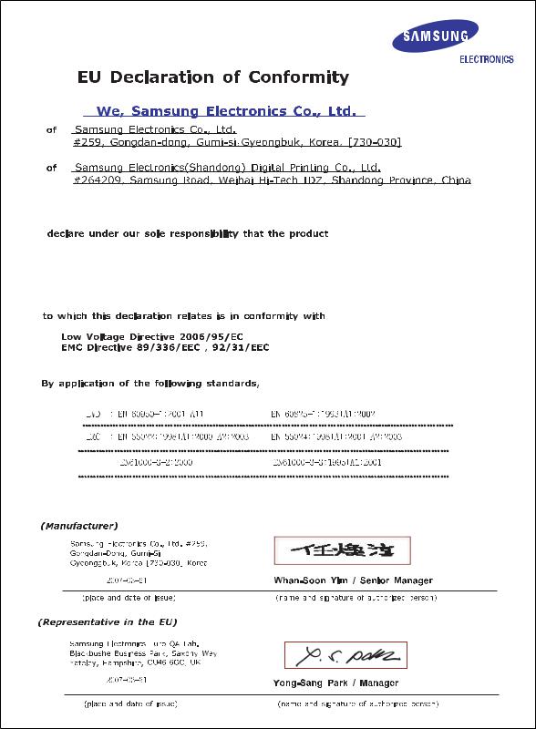 Samsung FA05BCLX3170FN Users Manual