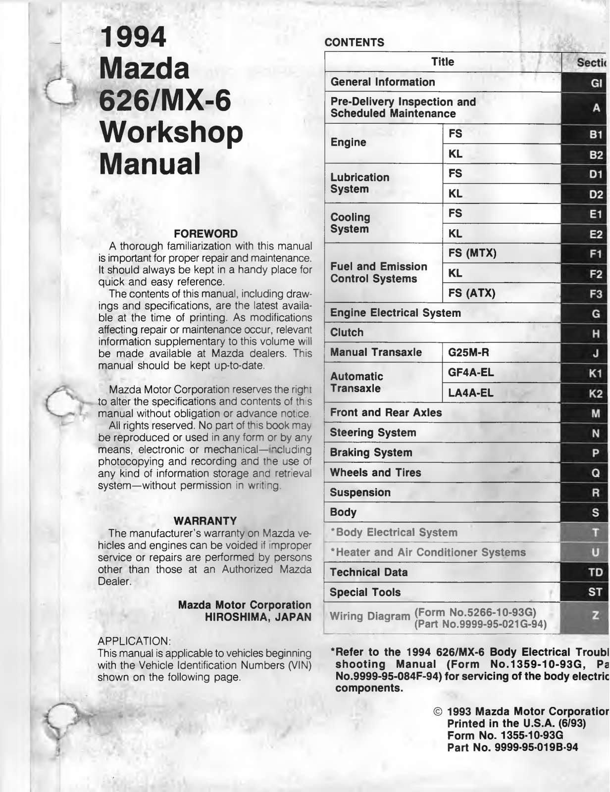 Mazd 626 1994, MX-6 1994 Workshop Manual - ManualMachine.com