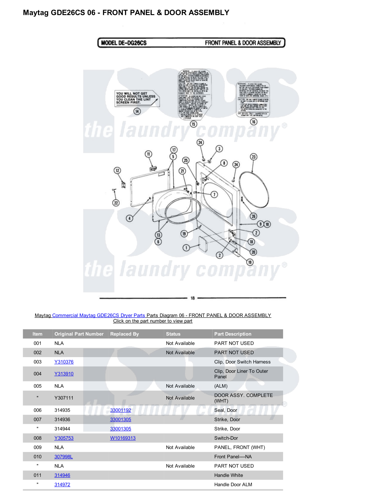 Maytag GDE26CS Parts Diagram