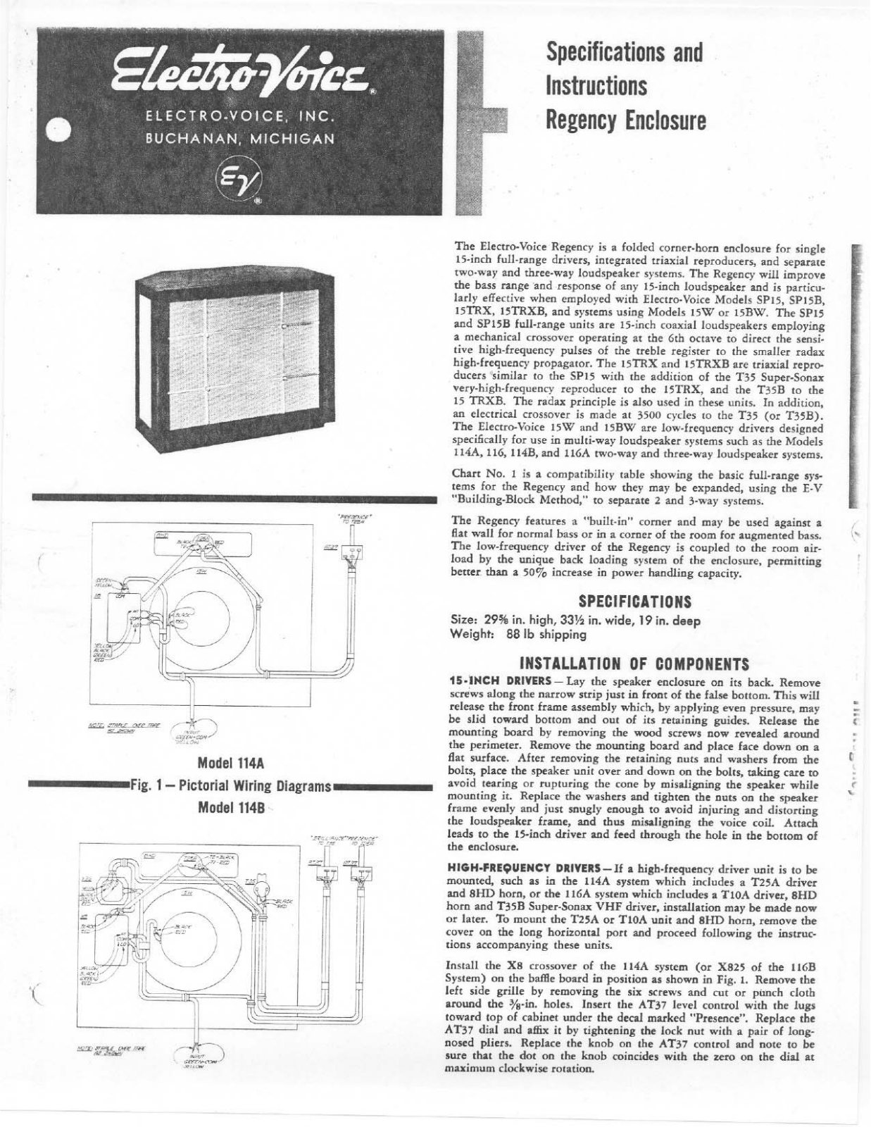 Electro-voice REGENCY User Manual