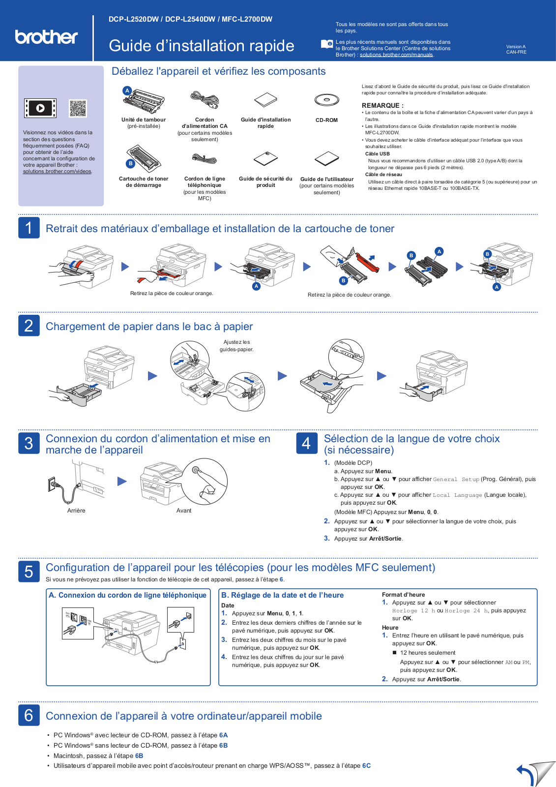 Brother DCP-L2520DW, DCP-L2540DW, MFC-L2700DW Setup Guide