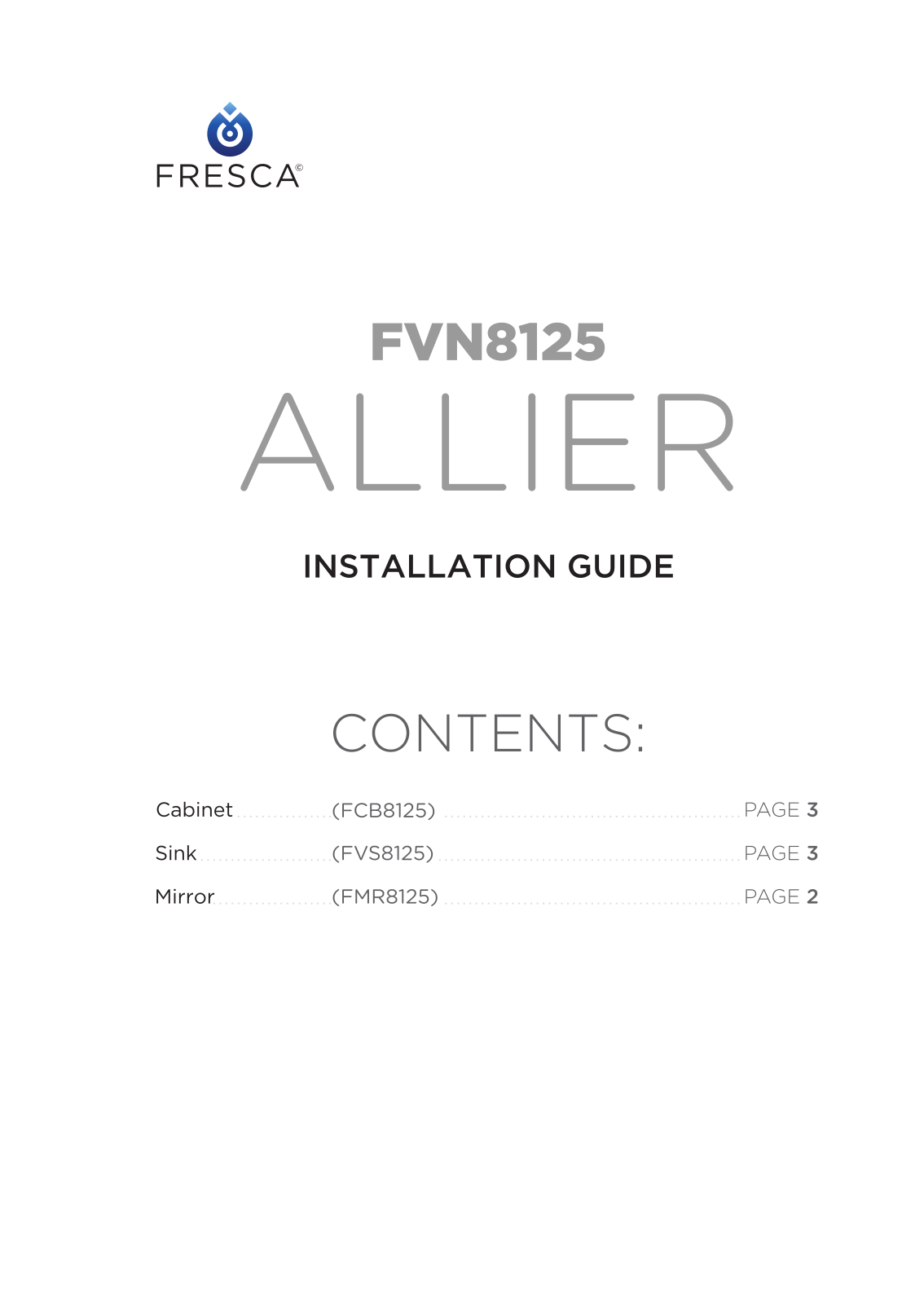 Fresca FCB8125WGI Installation Manual