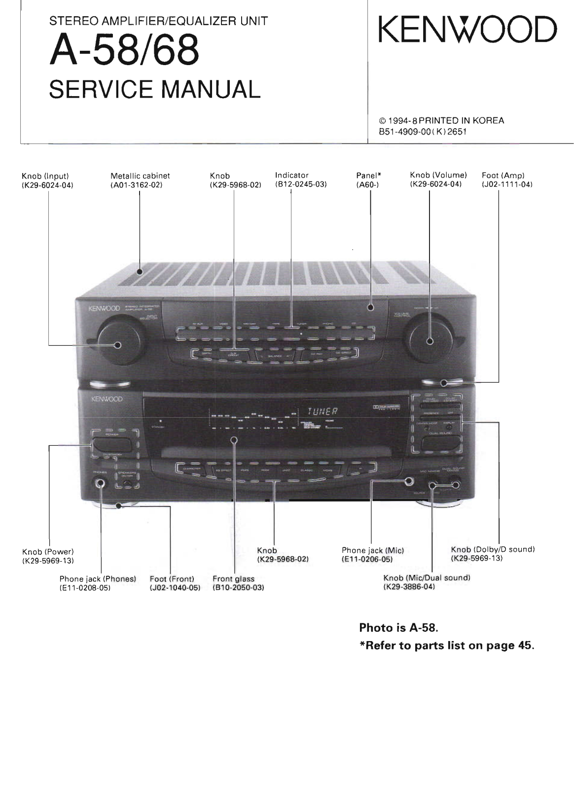 Kenwood A-58 Service Manual