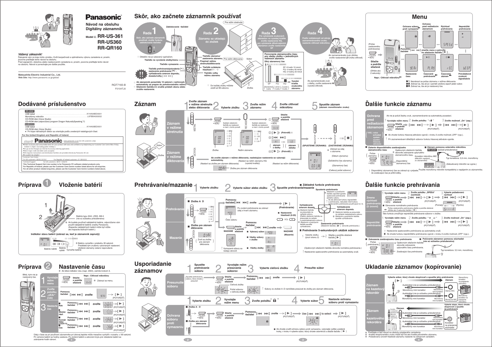 Panasonic RR-US361, RR-US360, RR-QR160 User Manual