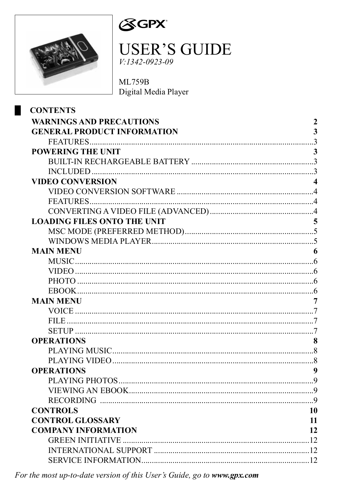 GPX ML759B User Manual