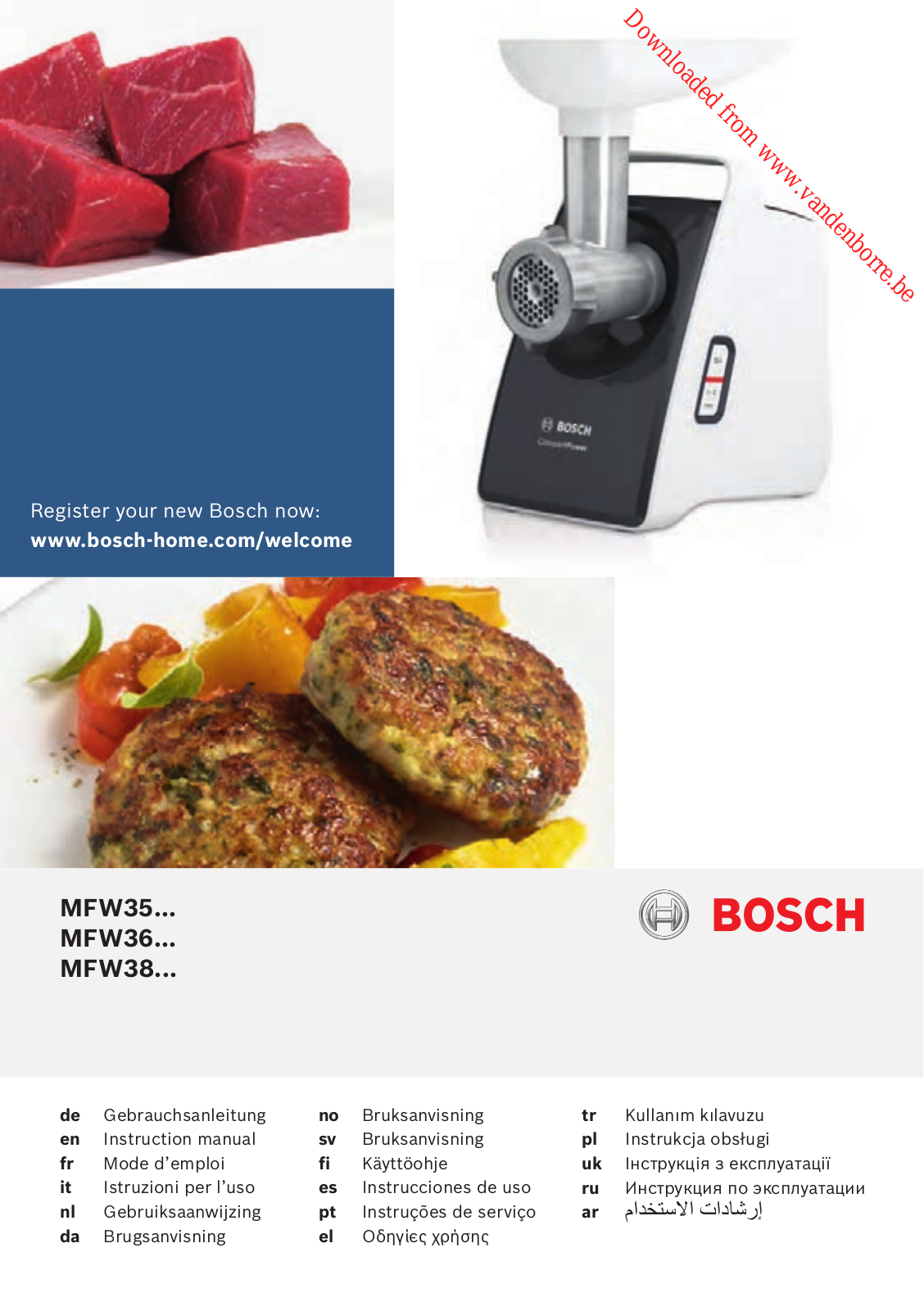 Bosch MFW35 SERIES, MFW36 SERIES, MFW38 SERIES, MFW3520G, MFW3540W Instruction Manual