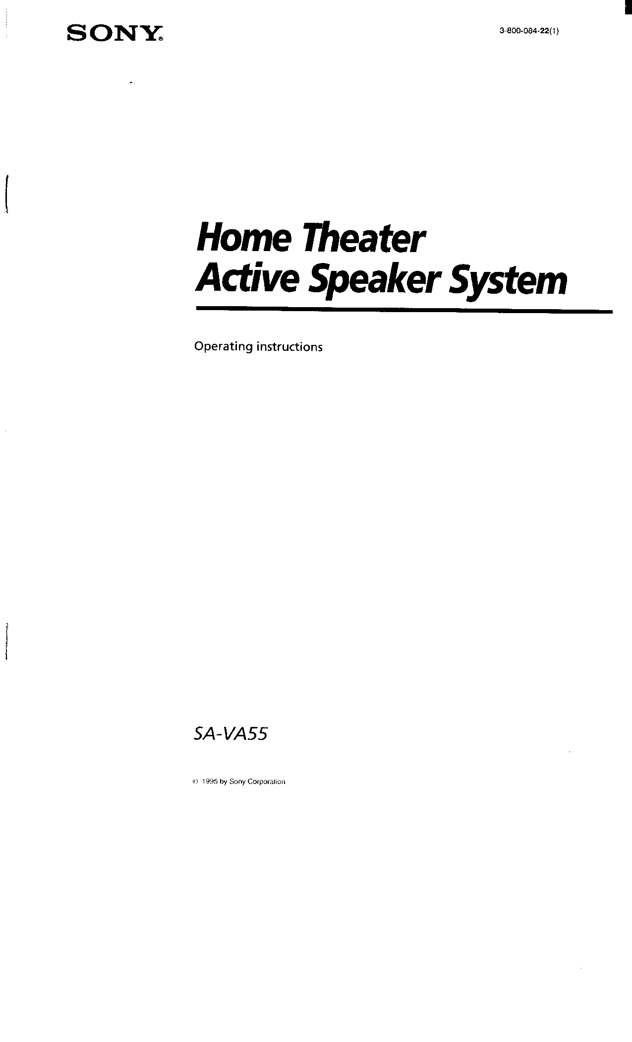 Sony SA-VA55 User Manual