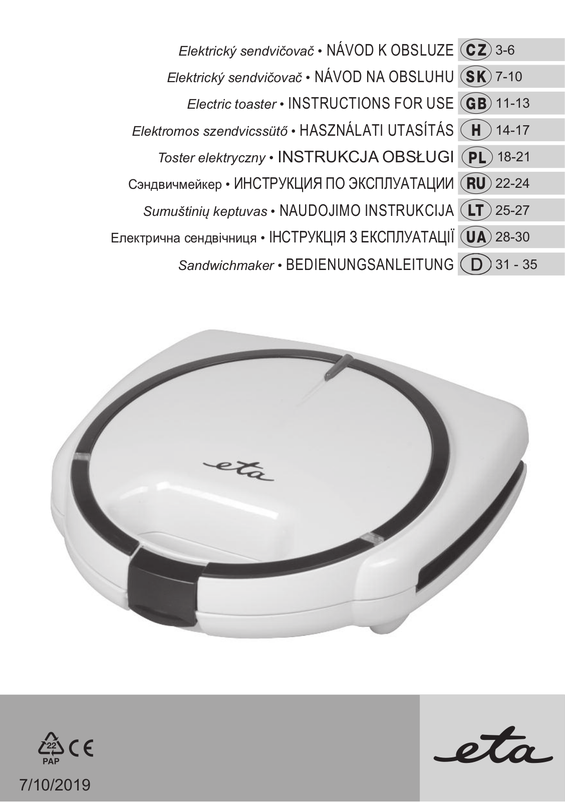 ETA Pievo 0151 90000 User Manual