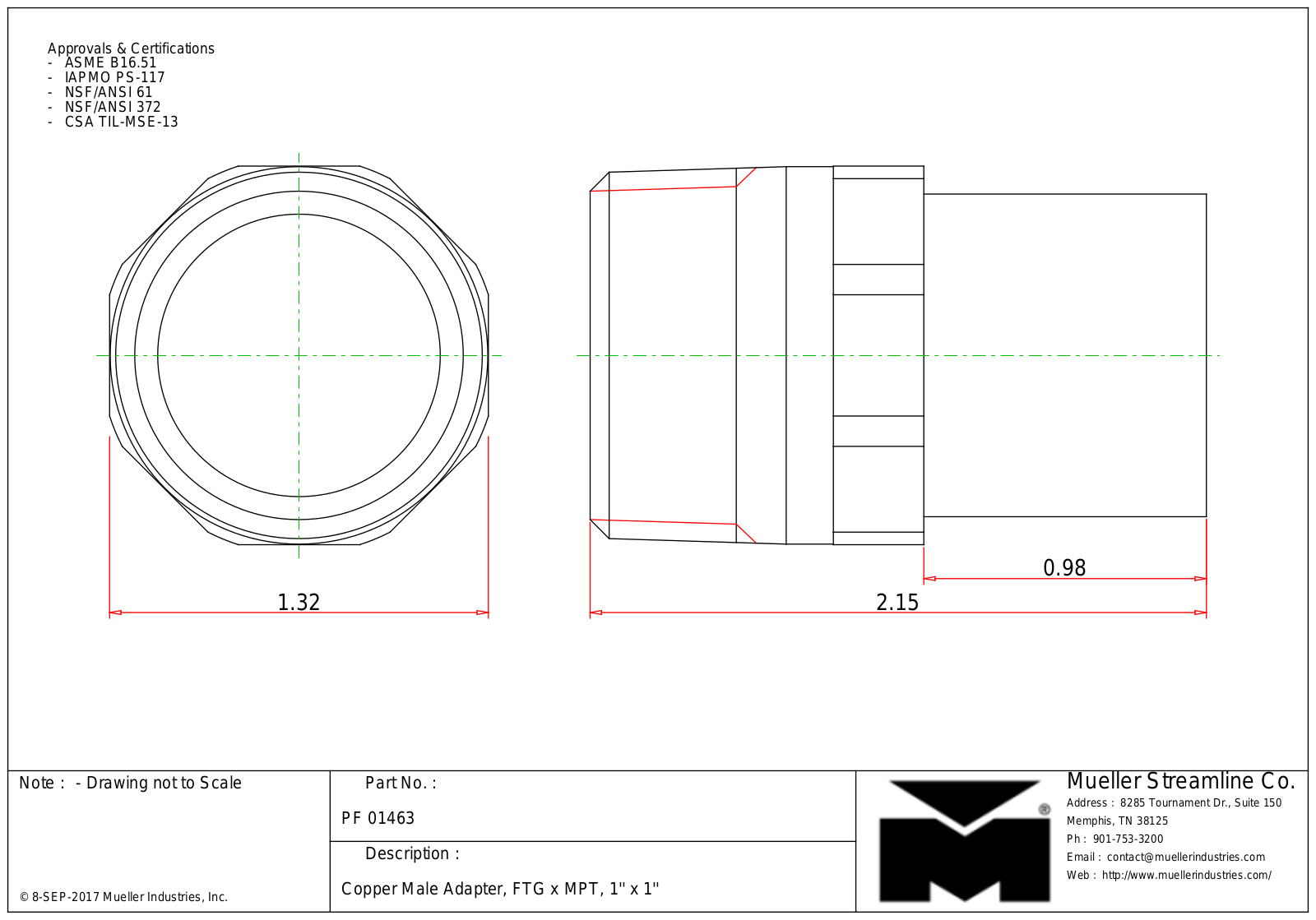 Mueller PF 01463 Cad Drawing