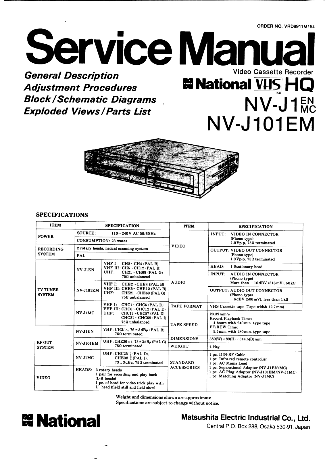 PANASONIC nv- j101 EM Service Manual