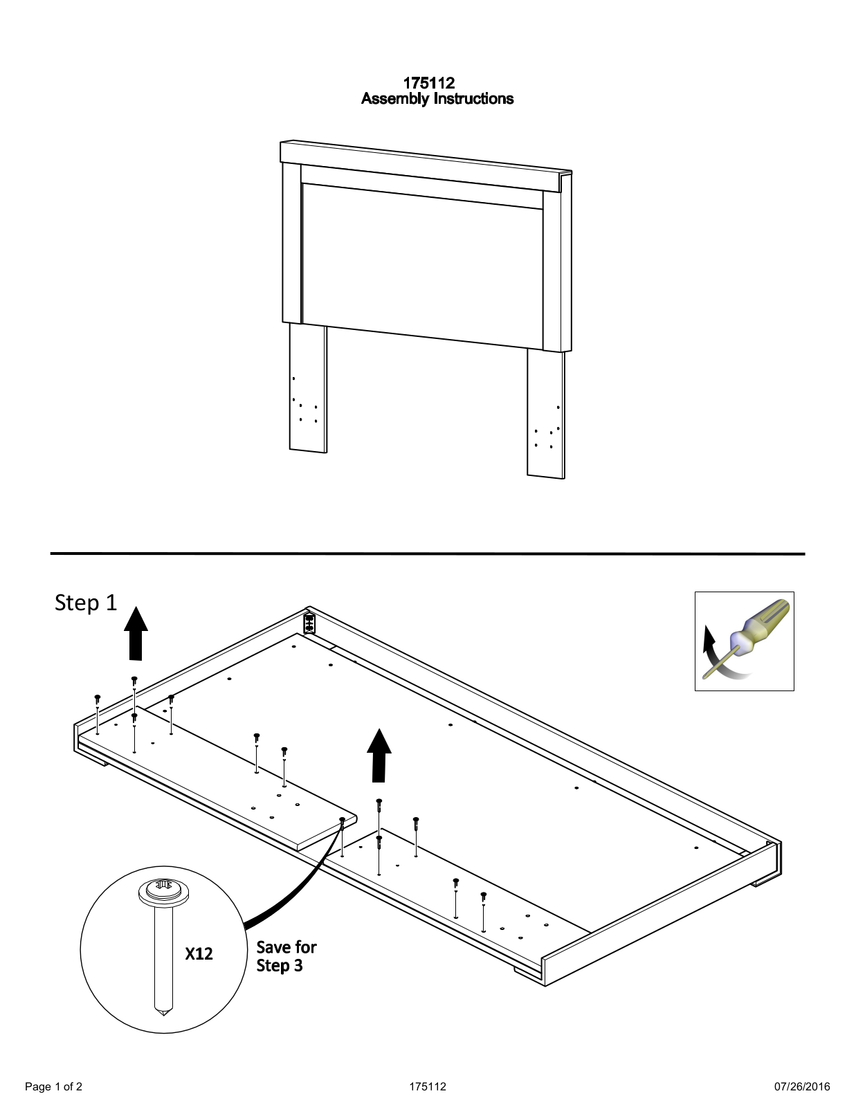 Ashley B3315856S95B10014, B3315754S95B10013, B331585697, B331575496, B4407297 Assembly Guide