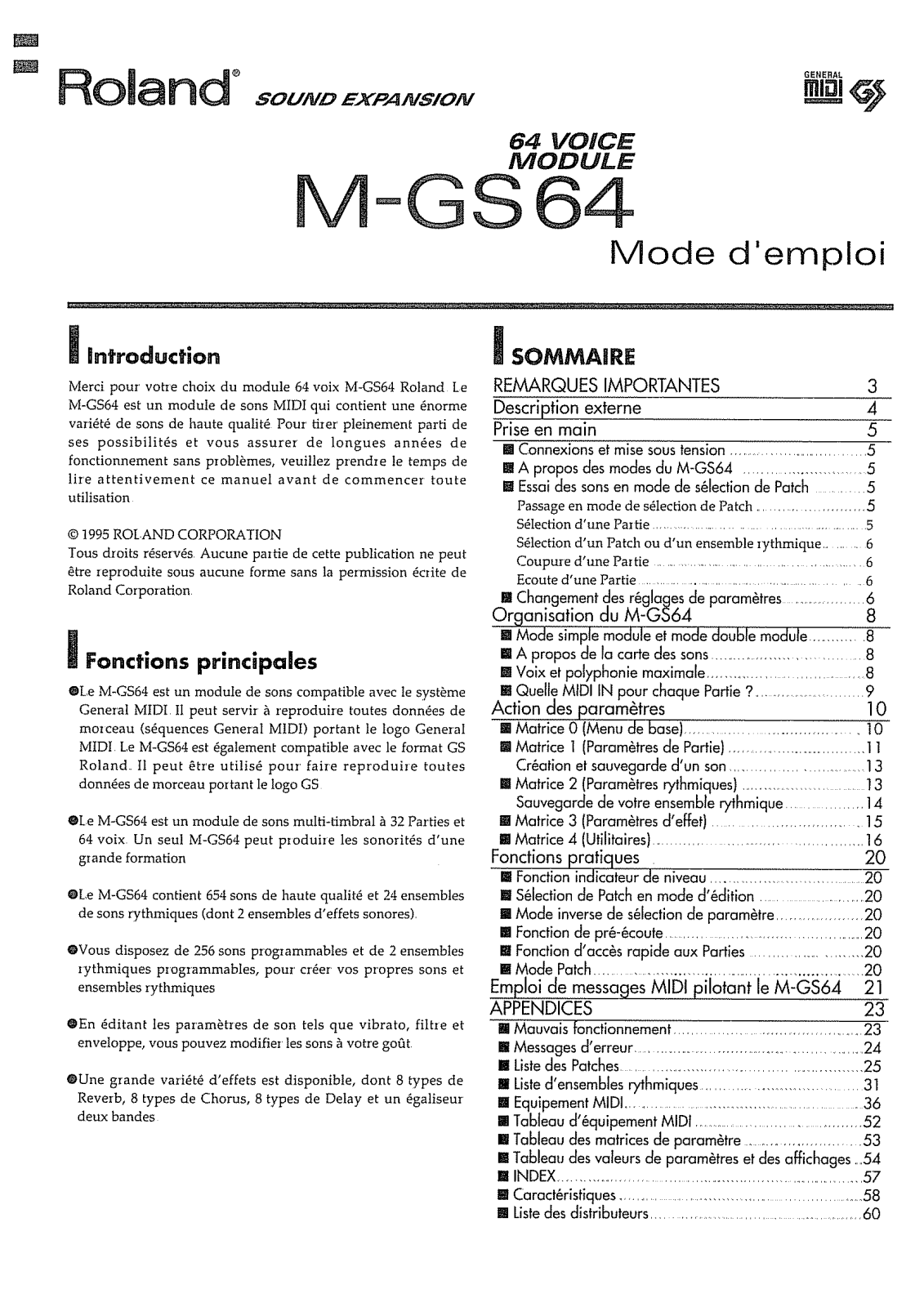 Roland MGS-64 User Manual