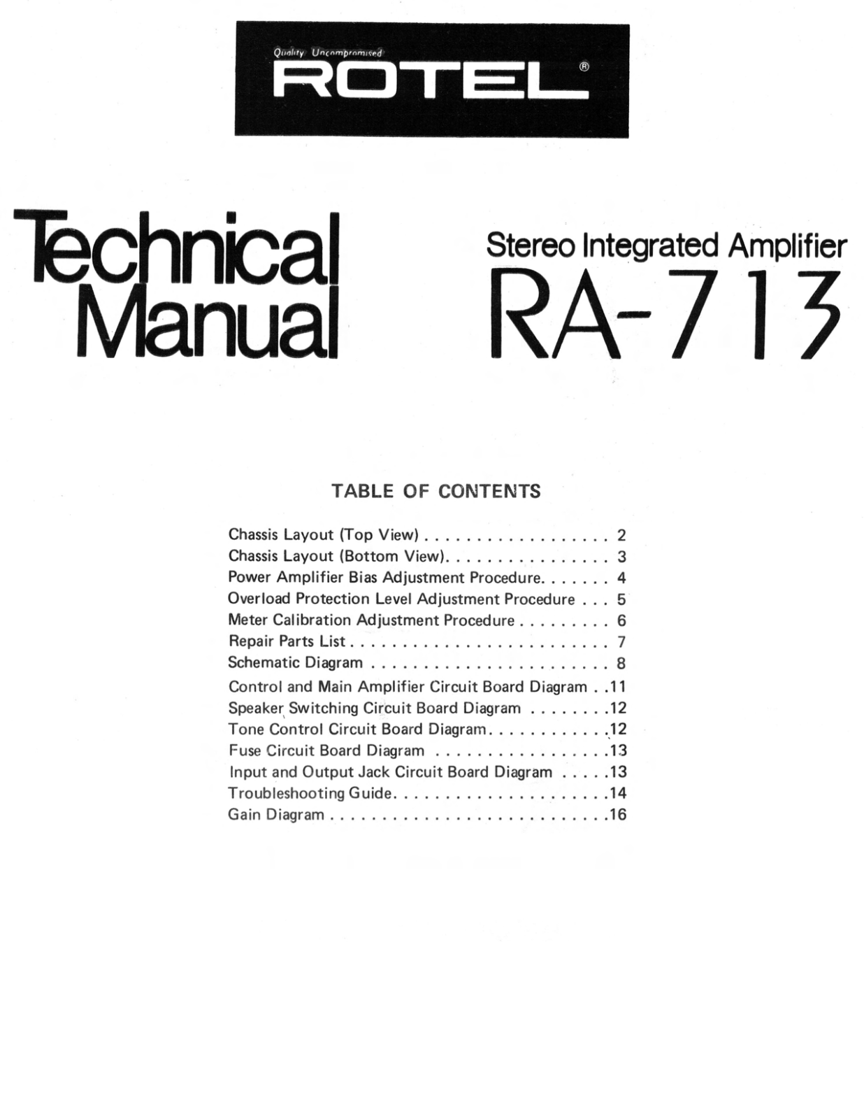 Rotel RA-713 Service manual