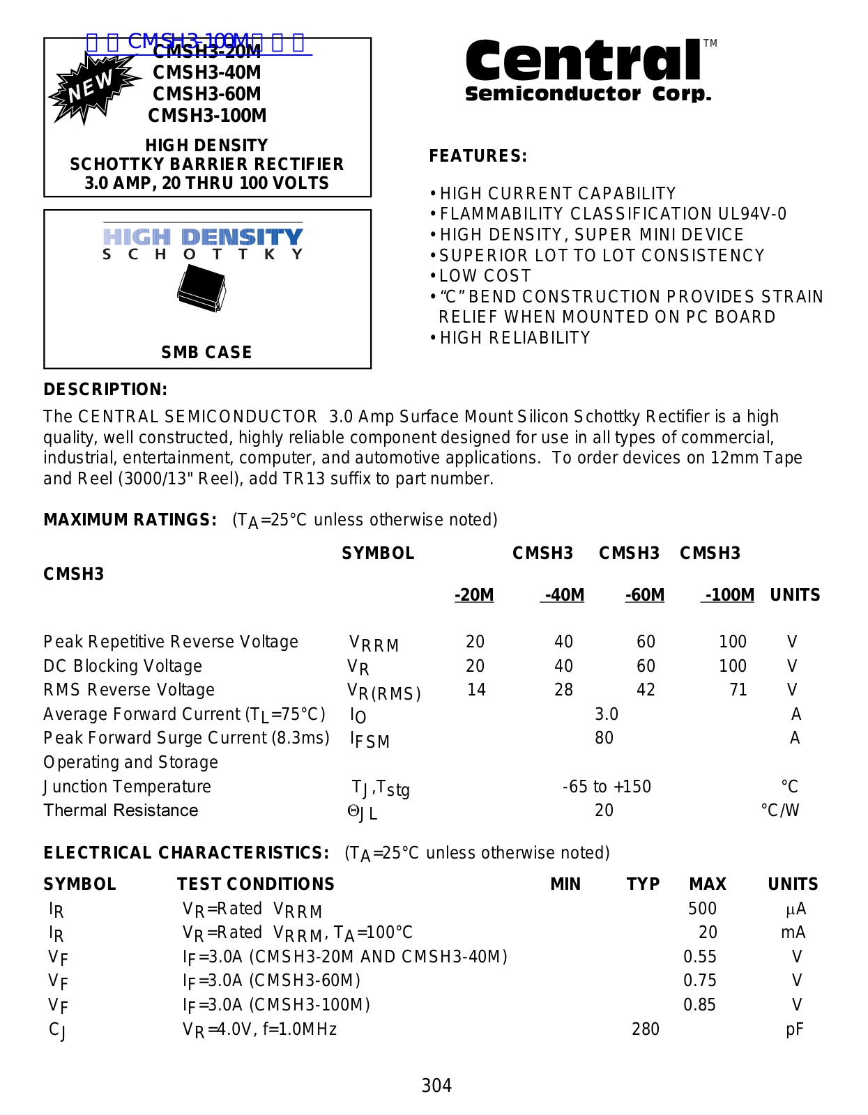 Central CMSH3-20M, CMSH3-40M, CMSH3-60M, CMSH3-100M Service Manual